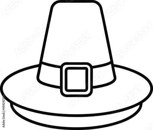 Heritage Hat Vector | Classic Pilgrim Style Symbol for Autumn & History Themes