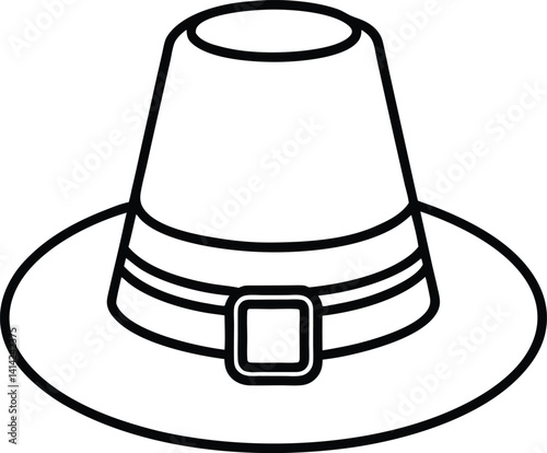 Heritage Hat Vector | Classic Pilgrim Style Symbol for Autumn & History Themes