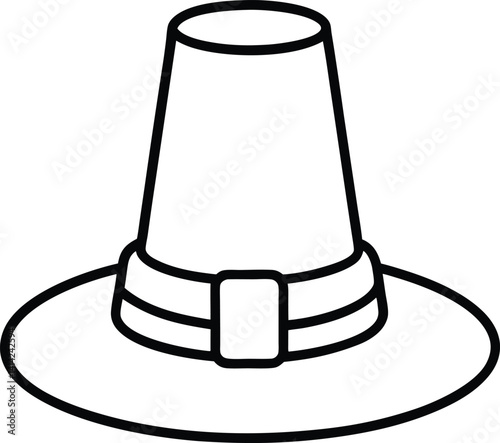Heritage Hat Vector | Classic Pilgrim Style Symbol for Autumn & History Themes
