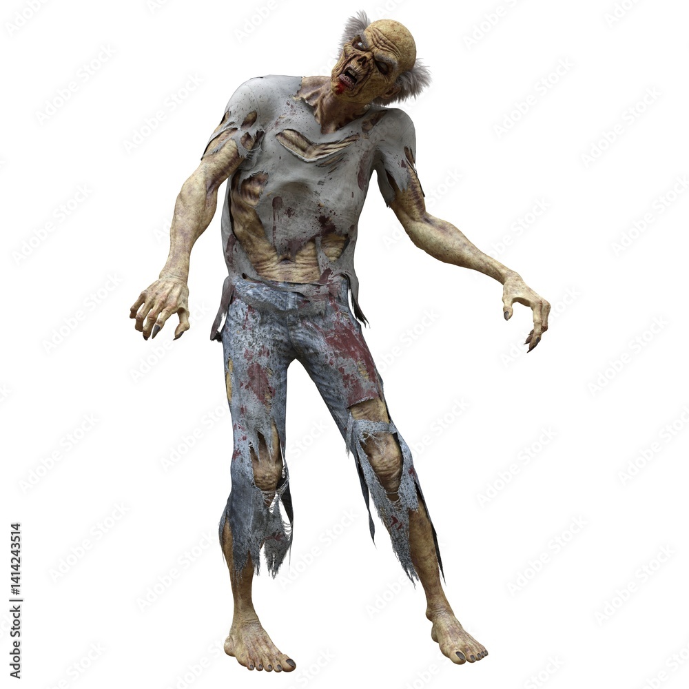 Zombie male isolated white background 3d illustration Zombie male isolated white background 3d illustration