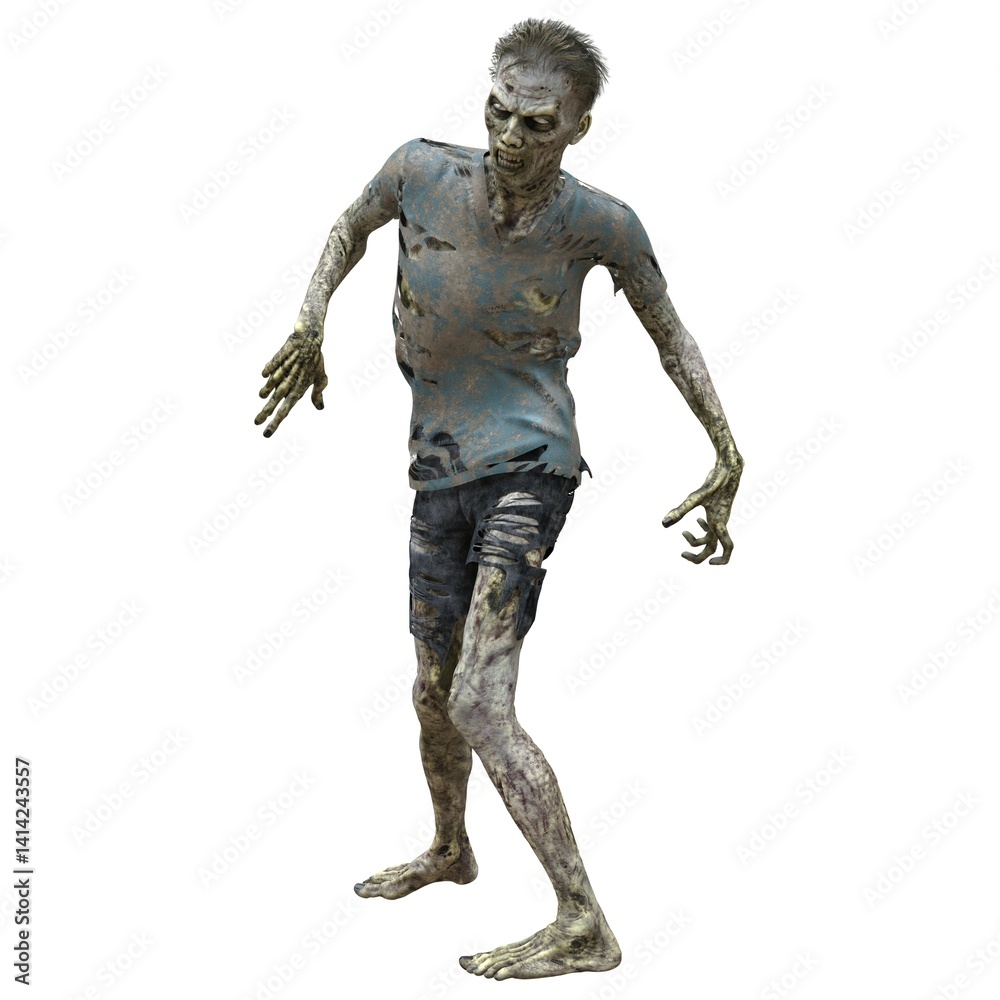 Zombie male isolated white background 3d illustration Zombie male isolated white background 3d illustration