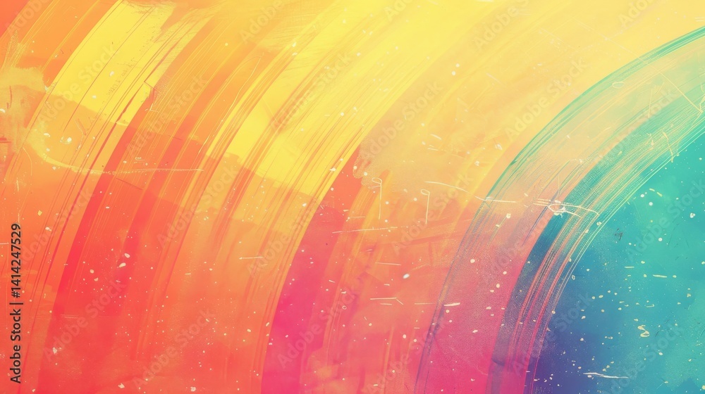 Obraz premium Abstract Watercolor Painting with Yellow, Orange, Pink, and Blue Tones