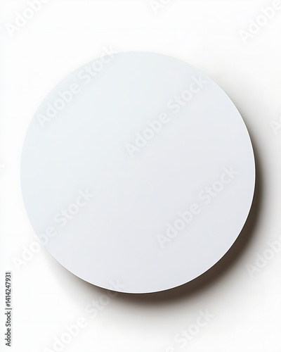 Circular White Paper Sheet on Clean Background – Minimal Blank Round Stationery JPG for Design Mockup and Branding Concepts, 
