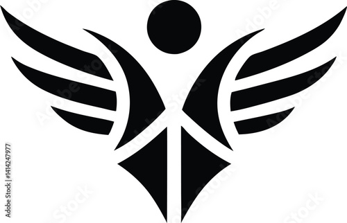 Custom Abstract Angel Silhouette Vector Art Illustration