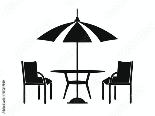 Cafe table icon vector silhouette illustration, Terrace cafe vector icon set. Table and chair icon vector art 