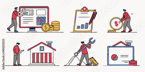 Business Finance Investment Management Vector Icon Set