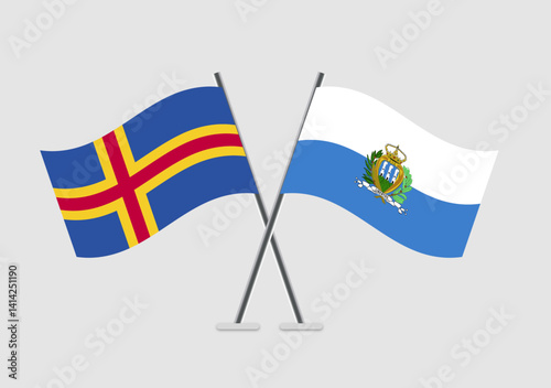 Aland and San Marino vector flags for formal vector usage