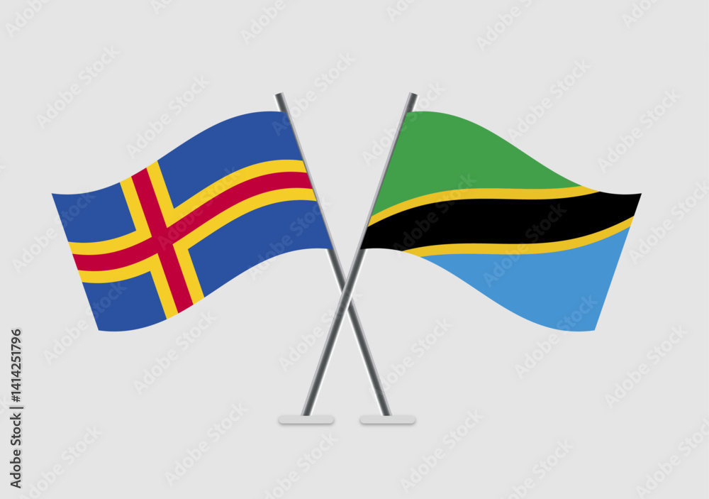 Aland and Tanzania vector flags for public event concepts Aland and Tanzania vector flags for public event concepts