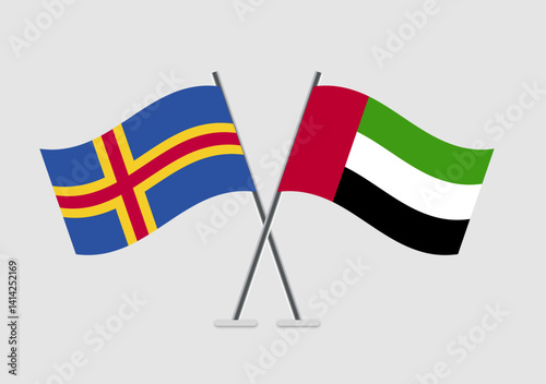 Aland and United Arab Emirates vector flags illustration with unity tone