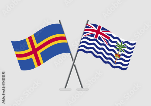 Aland and British Indian Ocean Territory vector flags in clean vector composition