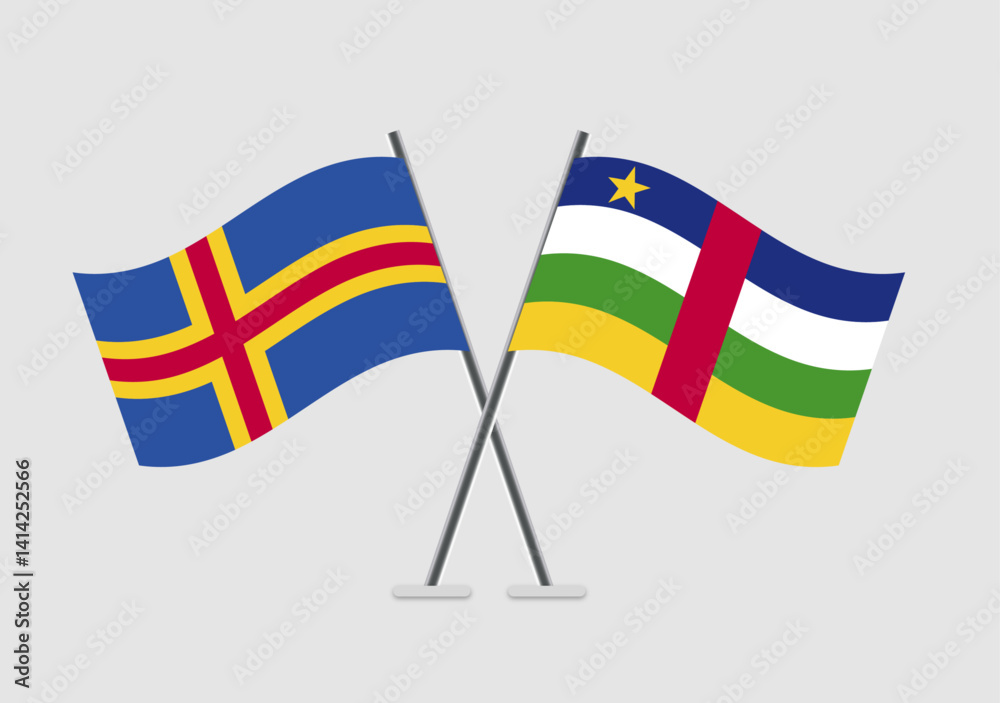 Aland and Central African Republic vector flags in crisp vector alignment Aland and Central African Republic vector flags in crisp vector alignment