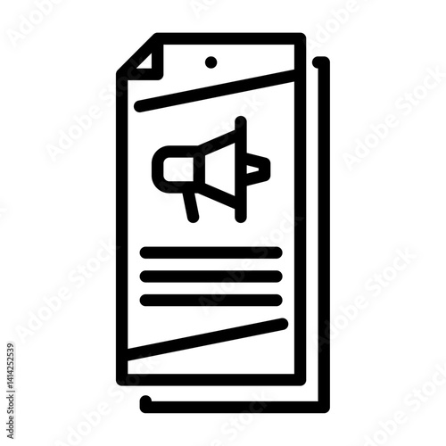 flyer outline icon. brochure black line illustration.