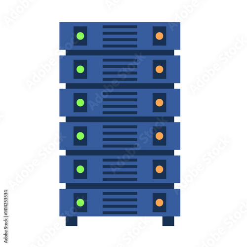 Illustration of Server Rack with LED Indicators