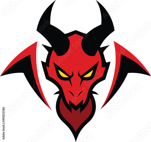 hybrid demon dragon with electric horns logo on white