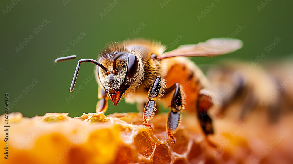 Bee Collecting Nectar Close-up, Diligent Bee Hive Colony Queen Bee Honey Bee Collecting Nectar Close-up, Diligent Bee Hive Colony Queen Bee Honey