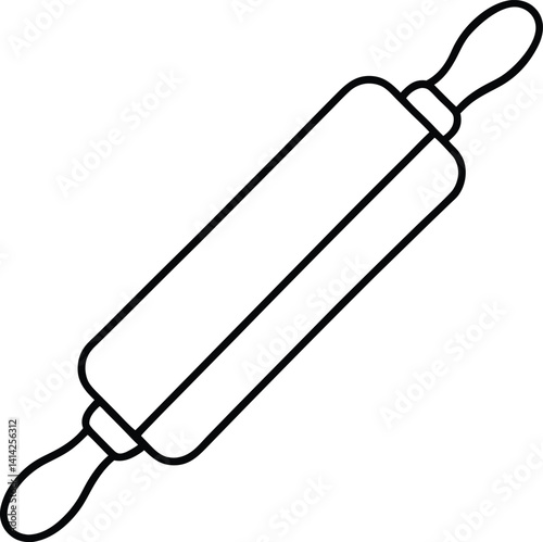 Rolling Pin Icon Vector | Baking, Cooking & Kitchen Tool Line Symbol