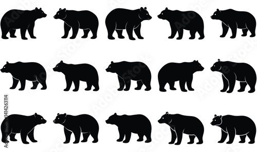 Bear Vector Silhouetted Bundle Set Collection