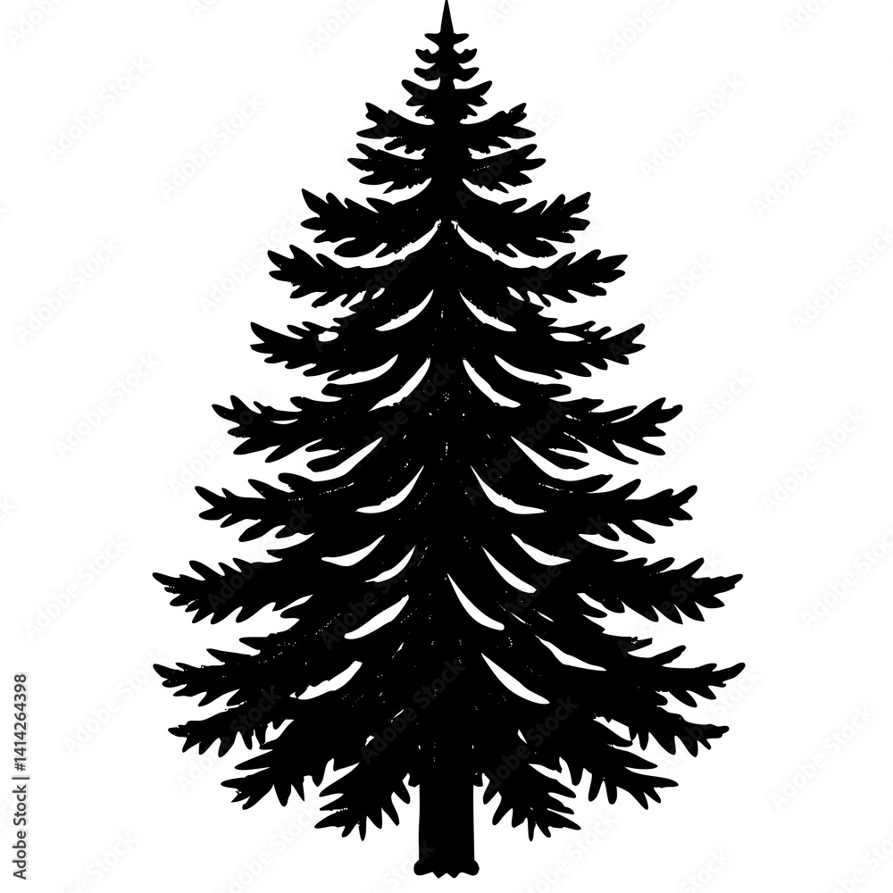Obraz premium Frosted Pine Vector – Winter Clipart for Holiday Designs & Seasonal Projects