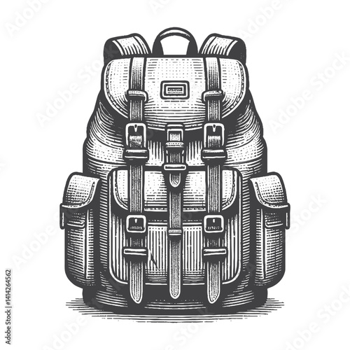 Simple Hiking Backpack Vector Design – Vintage Logo & Retro Illustration