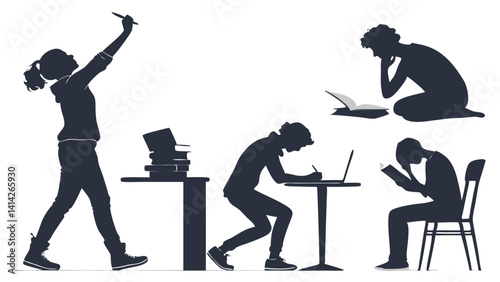 Silhouettes of a student 