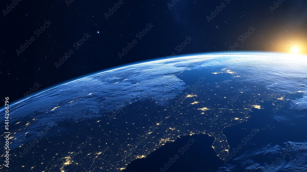 Fototapeta premium Nightfall Moon Night Earth Surface Atmosphere Planet Starry 