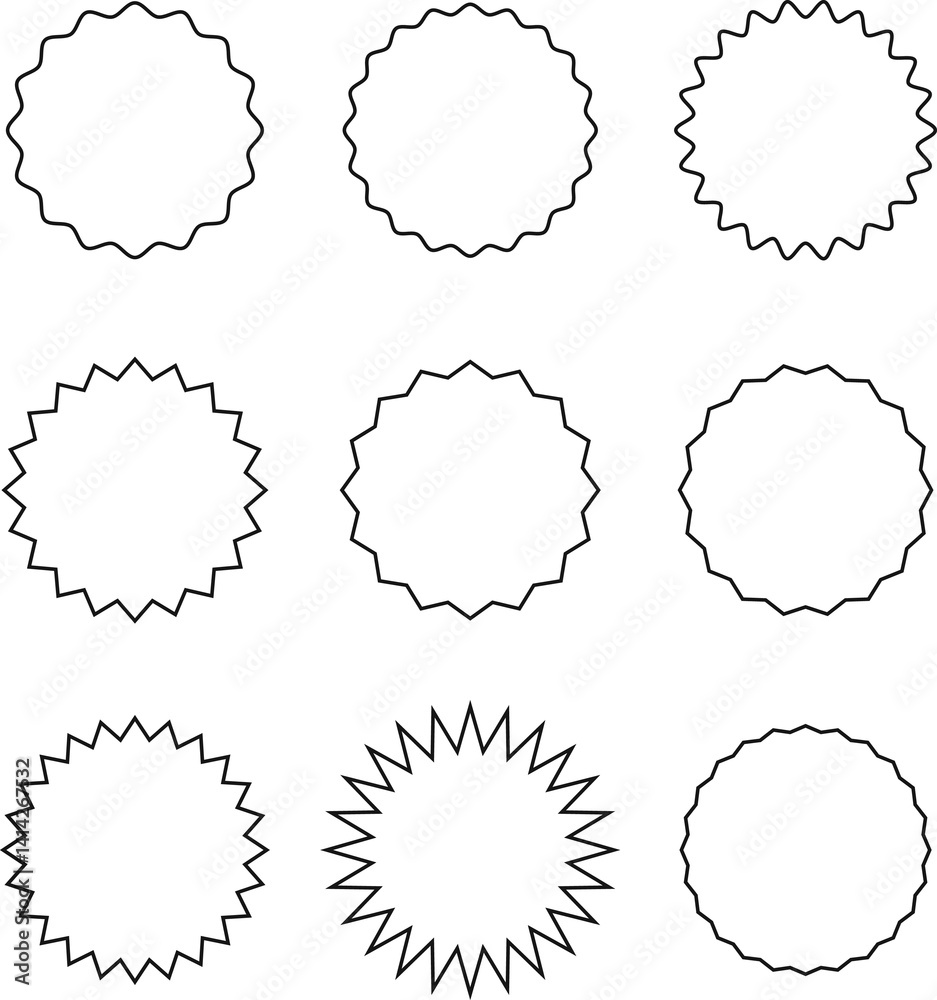 Starburst sticker set - collection of special offer sale oval and round shaped sunburst labels and badges. Promo stickers with star edges. Starburst sticker set - collection of special offer sale oval and round shaped sunburst labels and badges. Promo stickers with star edges.