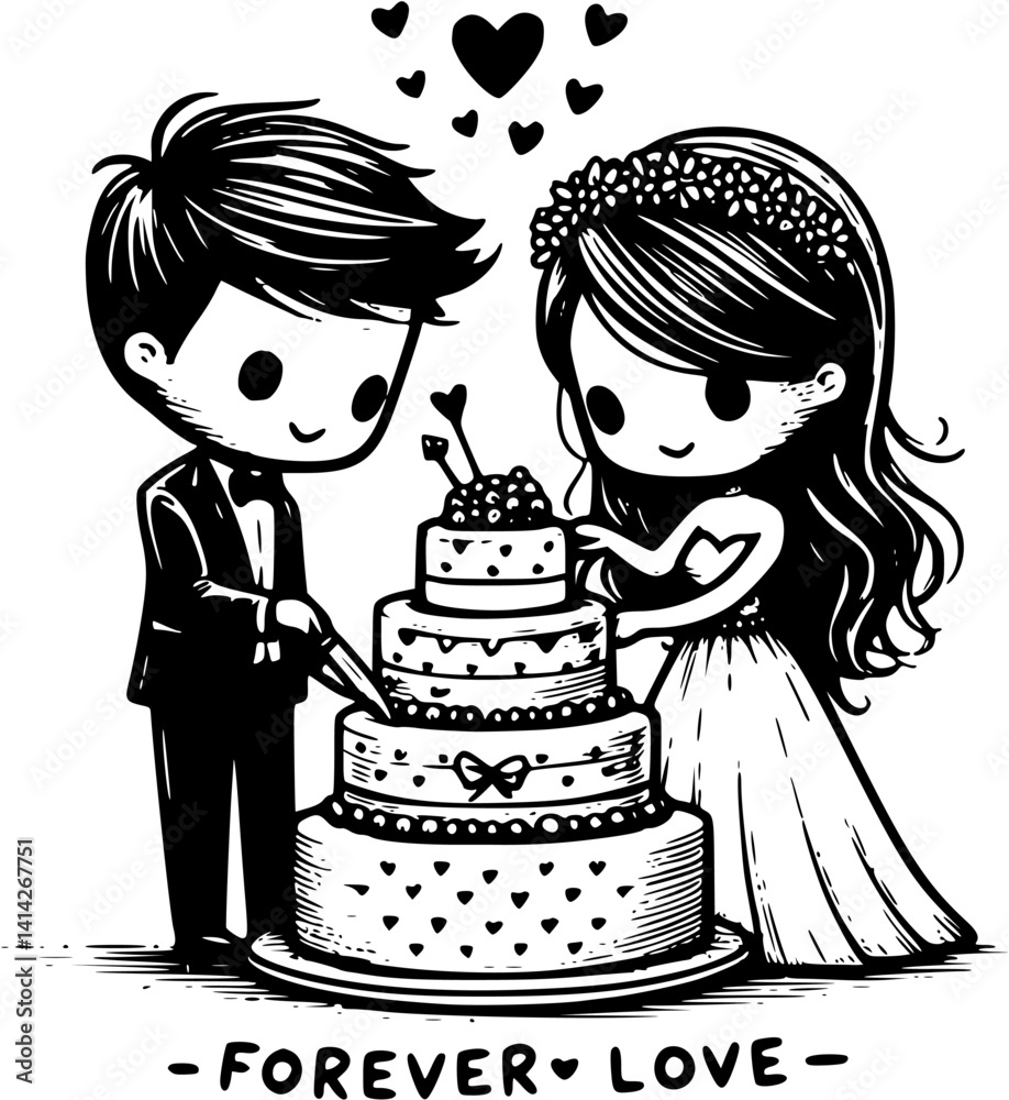 Romantic Embrace Groom Smile Love Lanterns Vector Graphics