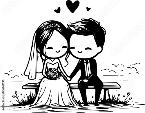 romantic sitting couple on park bench enjoying peaceful love moment outdoor