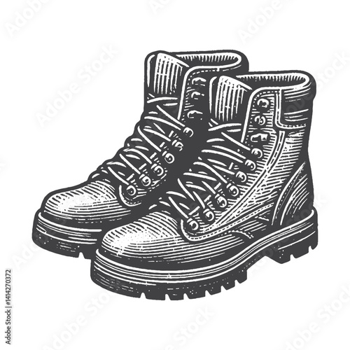 Simple Hiking Boots Vector Design – Vintage Logo & Retro Illustration