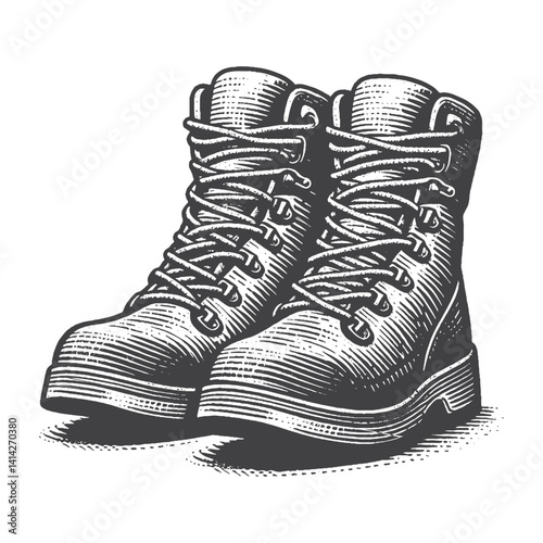 Simple Hiking Boots Vector Design – Vintage Logo & Retro Illustration