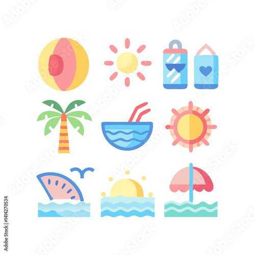summer holiday icons