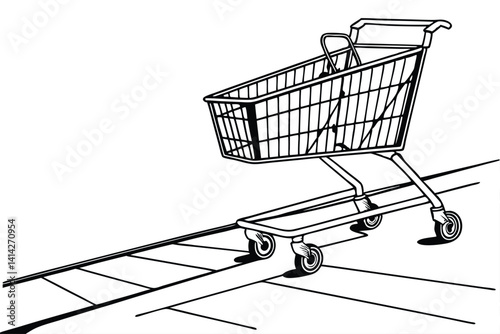 Black and white Shopping Cart silhouette vector