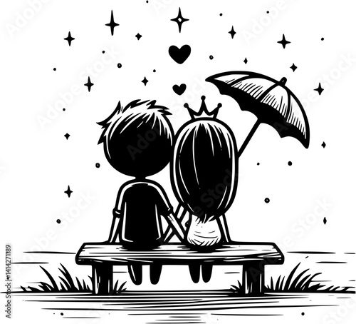 romantic couple sitting on a bench by the sea enjoying the peaceful breeze and ocean view together in love