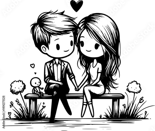 Cuddles in Love: a lovely couple sit closely together, enjoying each other's company and embrace the spirit of love, togetherness, and happiness.