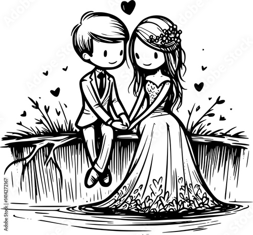 romantic sitting couple holding hands in a peaceful love moment full of affection and connection