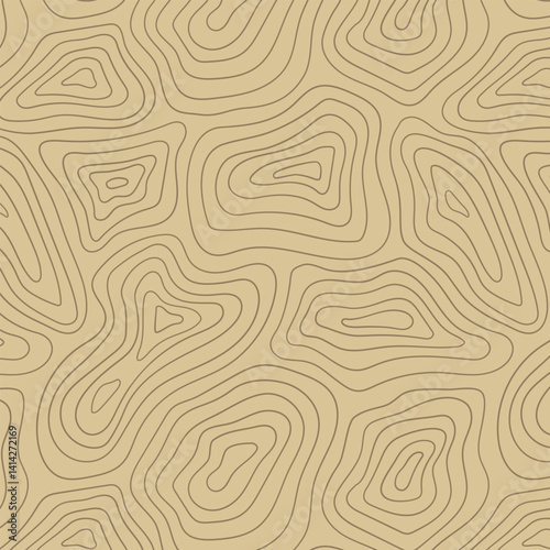 Seamless contour-style pattern mimicking wood grain or elevation lines in soft natural tones.