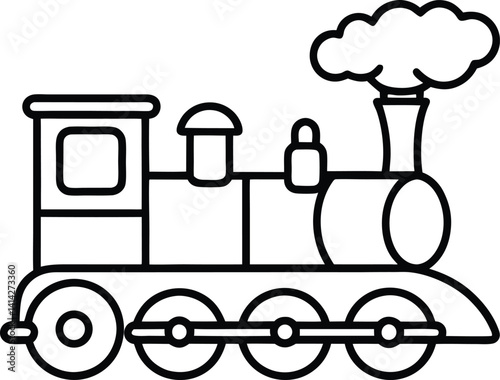 Steam Train Toy Vector | Vintage Locomotive, Childhood & Classic Toy Line Art