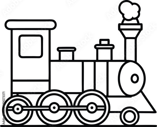 Steam Train Toy Vector | Vintage Locomotive, Childhood & Classic Toy Line Art