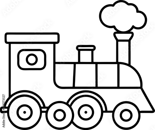 Steam Train Toy Vector | Vintage Locomotive, Childhood & Classic Toy Line Art
