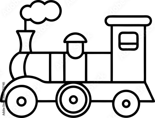 Steam Train Toy Vector | Vintage Locomotive, Childhood & Classic Toy Line Art