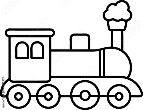 Steam Train Toy Vector | Vintage Locomotive, Childhood & Classic Toy Line Art