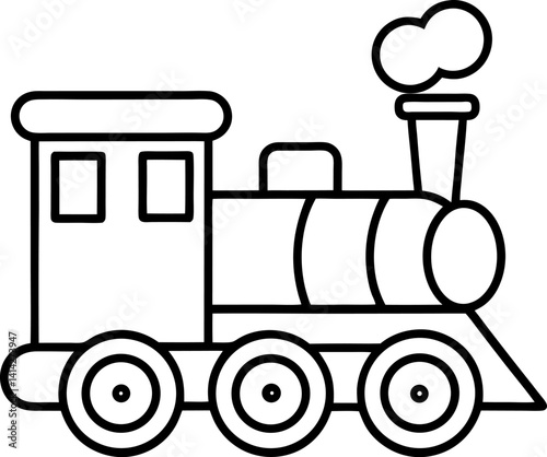 Steam Train Toy Vector | Vintage Locomotive, Childhood & Classic Toy Line Art