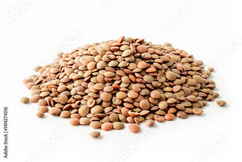 A vibrant mound of lentils showcasing their earthy tones in a simple kitchen setting isolated on transparent background