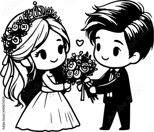 romantic boy giving flower bucket to girl in a heartwarming love scene with blooming bouquet and sweet emotions