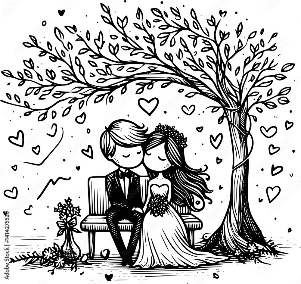 Romantic Moment Couple Holding Hands Vector Wedding Couple Art Vector Graphics