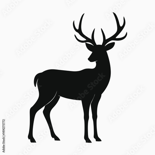 Silhouette of a majestic deer standing vector illustration