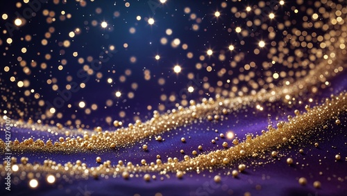 golden christmas particles and sprinkles for a holiday celebration like christmas or new year. shiny golden lights. wallpaper background for ads or gifts wrap and web design
