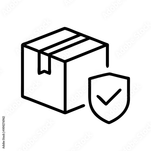 Box with Shield and Label Stamp Icon Design