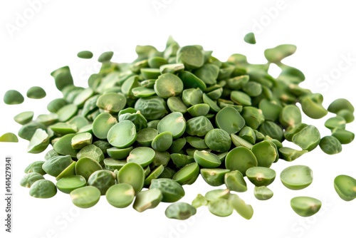 A vibrant collection of split green peas ready for cooking and adding nutrition to meals isolated on transparent background