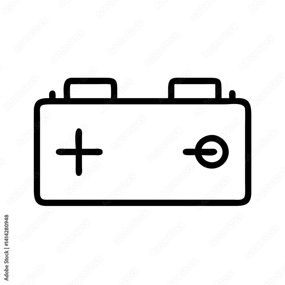 Car Battery with Positive and Negative Terminals Icon Design Car Battery with Positive and Negative Terminals Icon Design